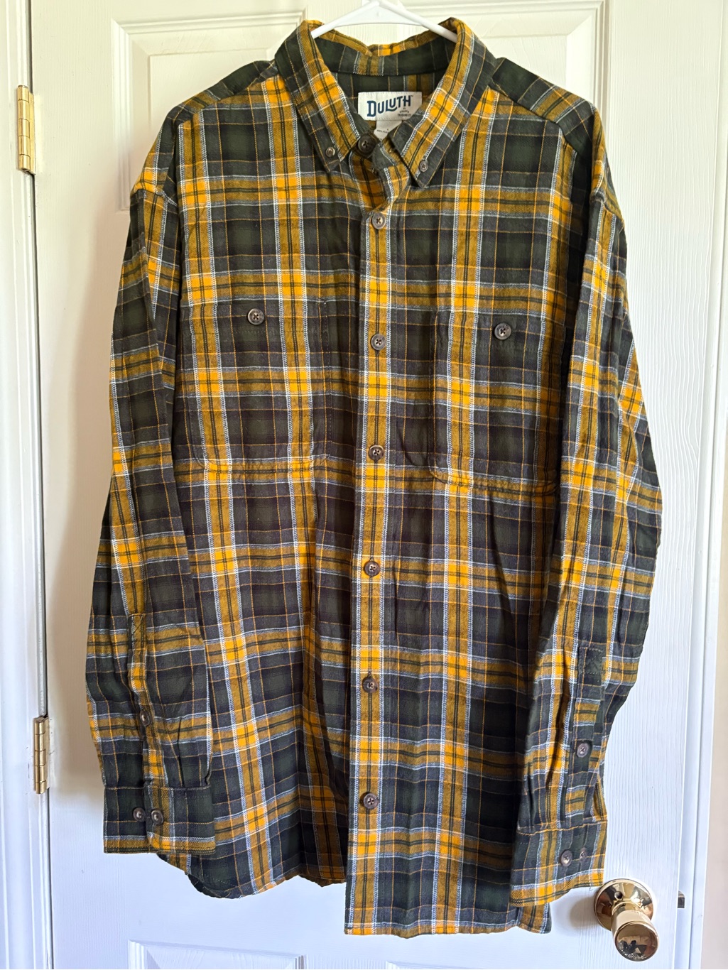 Duluth Trading Co Green And Yellow Plaid Button-Down Shirt Nwot Men’s Large